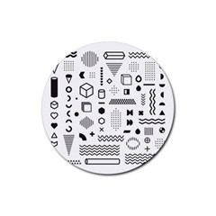 Pattern Hipster Abstract Form Geometric Line Variety Shapes Polka Dots Fashion Style Seamless Rubber Coaster (round)