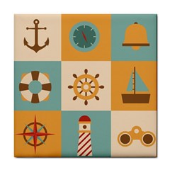 Nautical-elements-collection Tile Coaster