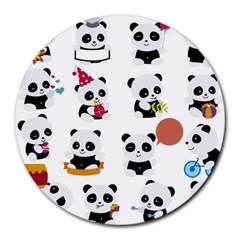 Playing-pandas-cartoons Round Mousepad