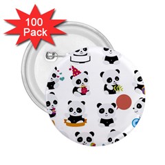 Playing-pandas-cartoons 2 25  Buttons (100 Pack) 