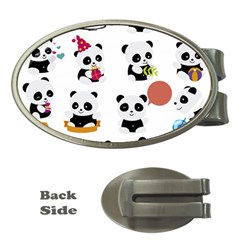 Playing-pandas-cartoons Money Clips (oval) 