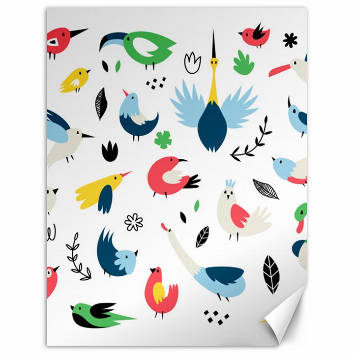 Vector-set-isolates-with-cute-birds-scandinavian-style Canvas 12  x 16 