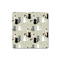 Cute-cat-seamless-pattern Square Magnet