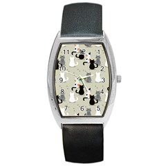 Cute-cat-seamless-pattern Barrel Style Metal Watch by Jancukart