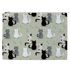 Cute-cat-seamless-pattern Cosmetic Bag (xxl) by Jancukart