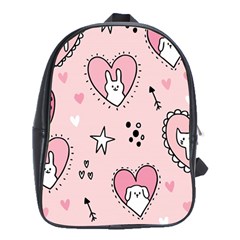 Cartoon-cute-valentines-day-doodle-heart-love-flower-seamless-pattern-vector School Bag (xl) by Jancukart