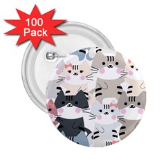 Cute-cat-couple-seamless-pattern-cartoon 2 25  Buttons (100 Pack) 