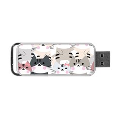 Cute-cat-couple-seamless-pattern-cartoon Portable Usb Flash (two Sides) by Jancukart