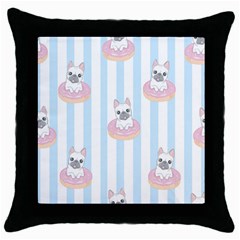 French-bulldog-dog-seamless-pattern Throw Pillow Case (black)