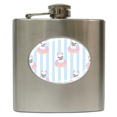 French-bulldog-dog-seamless-pattern Hip Flask (6 oz)