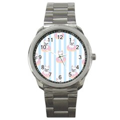 French-bulldog-dog-seamless-pattern Sport Metal Watch