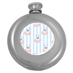 French-bulldog-dog-seamless-pattern Round Hip Flask (5 oz)