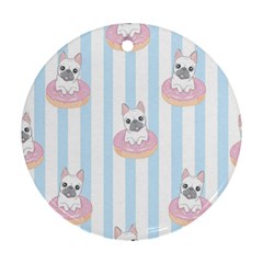 French-bulldog-dog-seamless-pattern Round Ornament (Two Sides)