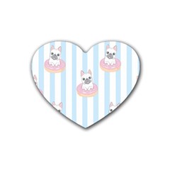 French-bulldog-dog-seamless-pattern Rubber Coaster (Heart)