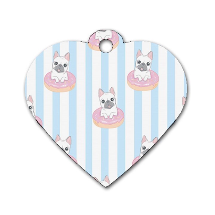 French-bulldog-dog-seamless-pattern Dog Tag Heart (Two Sides)