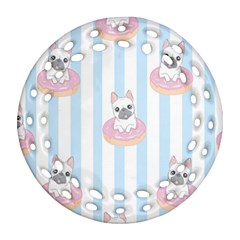 French-bulldog-dog-seamless-pattern Ornament (Round Filigree)