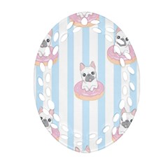 French-bulldog-dog-seamless-pattern Ornament (Oval Filigree)