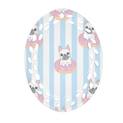 French-bulldog-dog-seamless-pattern Oval Filigree Ornament (Two Sides)