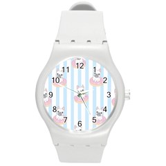 French-bulldog-dog-seamless-pattern Round Plastic Sport Watch (M)