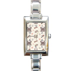 Pug-dog-cat-with-bone-fish-bones-paw-prints-ball-seamless-pattern-vector-background Rectangle Italian Charm Watch