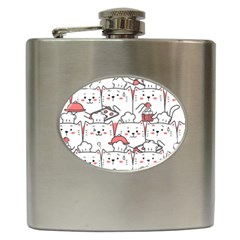 Cute-cat-chef-cooking-seamless-pattern-cartoon Hip Flask (6 Oz) by Jancukart