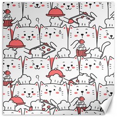 Cute-cat-chef-cooking-seamless-pattern-cartoon Canvas 12  X 12  by Jancukart