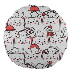 Cute-cat-chef-cooking-seamless-pattern-cartoon Large 18  Premium Round Cushions by Jancukart