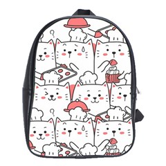 Cute-cat-chef-cooking-seamless-pattern-cartoon School Bag (xl) by Jancukart