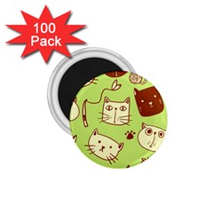 Cute-hand-drawn-cat-seamless-pattern 1 75  Magnets (100 Pack) 