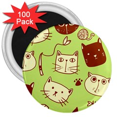 Cute-hand-drawn-cat-seamless-pattern 3  Magnets (100 Pack)