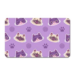 Cute-colorful-cat-kitten-with-paw-yarn-ball-seamless-pattern Magnet (rectangular)