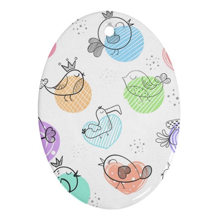 Cartoon-bird-cute-doodle-bird Ornament (Oval)