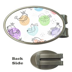 Cartoon-bird-cute-doodle-bird Money Clips (oval) 