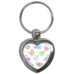 Cartoon-bird-cute-doodle-bird Key Chain (Heart)
