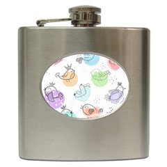 Cartoon-bird-cute-doodle-bird Hip Flask (6 oz)