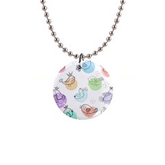 Cartoon-bird-cute-doodle-bird 1  Button Necklace