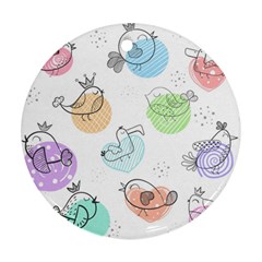 Cartoon-bird-cute-doodle-bird Round Ornament (two Sides) by Jancukart