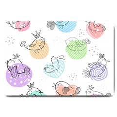 Cartoon-bird-cute-doodle-bird Large Doormat