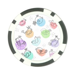 Cartoon-bird-cute-doodle-bird Poker Chip Card Guard