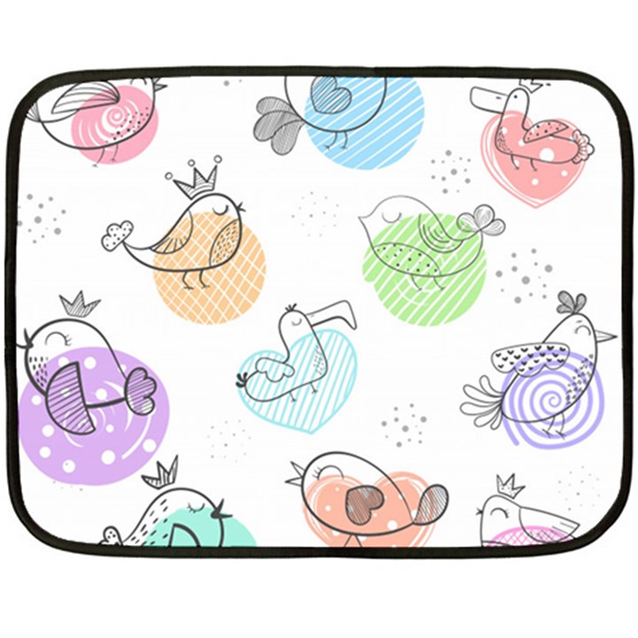 Cartoon-bird-cute-doodle-bird Double Sided Fleece Blanket (Mini) 