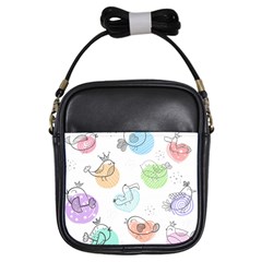 Cartoon-bird-cute-doodle-bird Girls Sling Bag