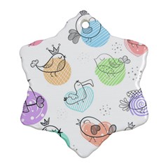 Cartoon-bird-cute-doodle-bird Ornament (Snowflake)