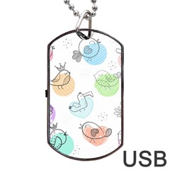 Cartoon-bird-cute-doodle-bird Dog Tag USB Flash (One Side)