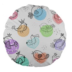 Cartoon-bird-cute-doodle-bird Large 18  Premium Round Cushions