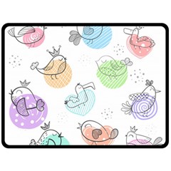 Cartoon-bird-cute-doodle-bird Double Sided Fleece Blanket (Large) 