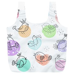 Cartoon-bird-cute-doodle-bird Full Print Recycle Bag (XL)