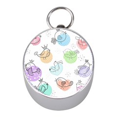 Cartoon-bird-cute-doodle-bird Mini Silver Compasses