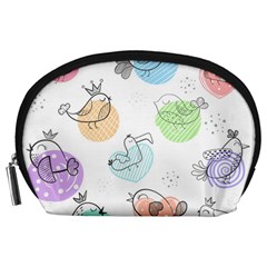 Cartoon-bird-cute-doodle-bird Accessory Pouch (Large)