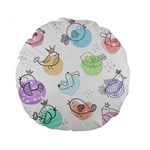 Cartoon-bird-cute-doodle-bird Standard 15  Premium Flano Round Cushions Front