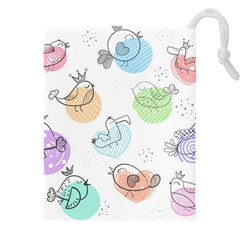 Cartoon-bird-cute-doodle-bird Drawstring Pouch (4XL)